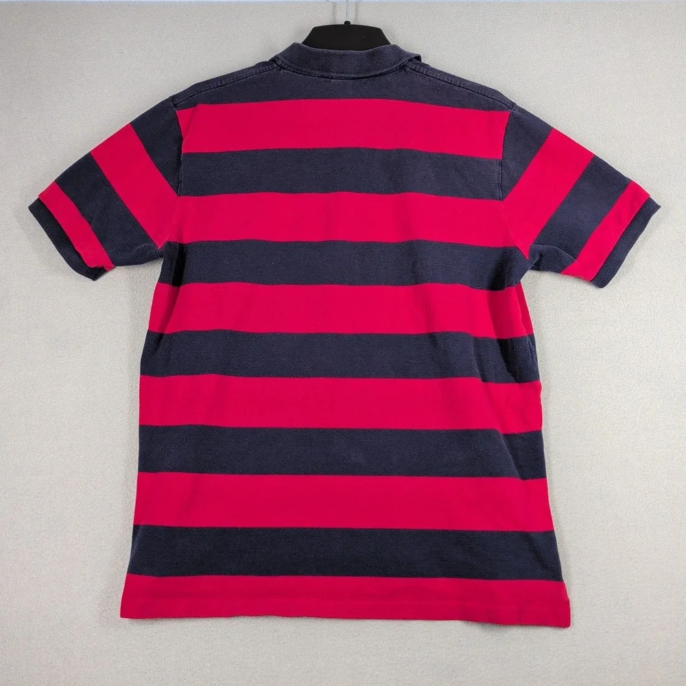 Polo Ralph Lauren Polo Shirt Mens‎ XL Red Navy Blue Striped Cotton Short Sleeve